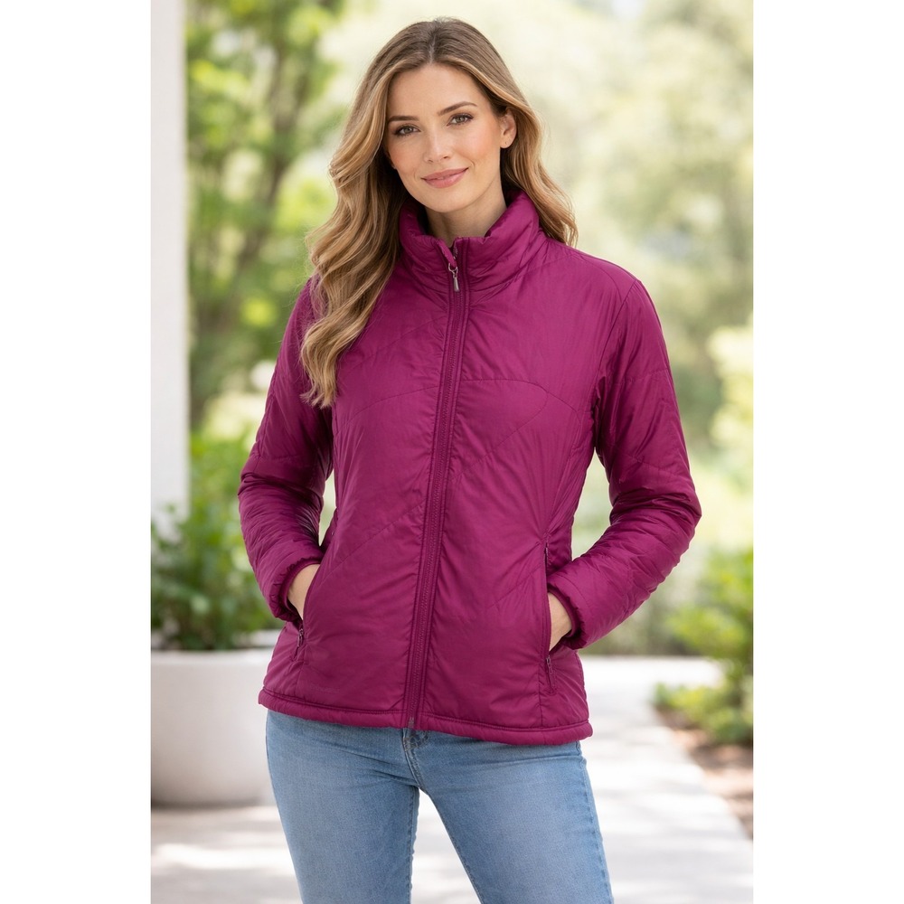 Columbia Titanium Maroon Puffer Jacket Womens Medium SL4126 Purple Zip Up